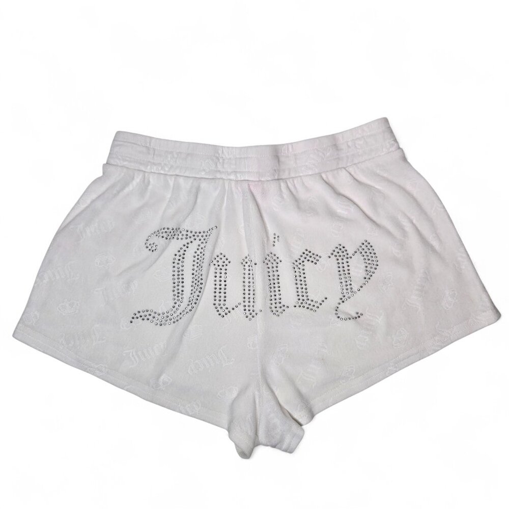 Juicy Couture Velour Jewel Spellout Shorts Women's Textured Flashy Loungewear S